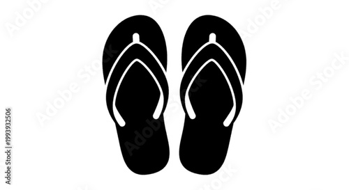 Vector illustration of pair of black flip flops icon on a transparent background
