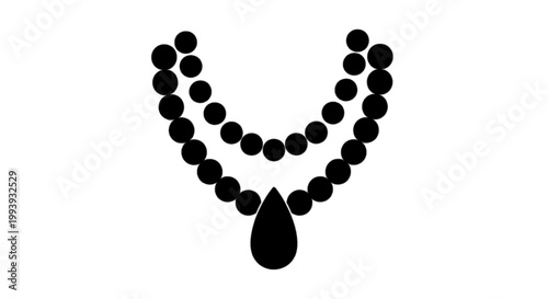 Vector illustration of vector illustration of a double strand beaded necklace with a teardrop pendant on a transparent background