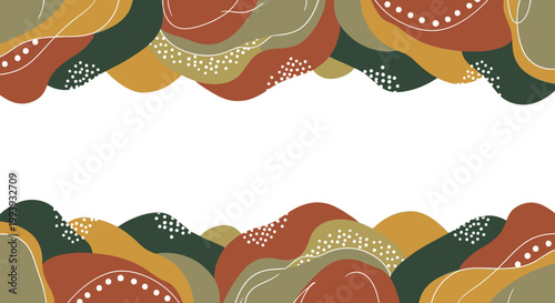 Modern Abstract Organic Waves Background with Earthy Tones and Dotted Patterns