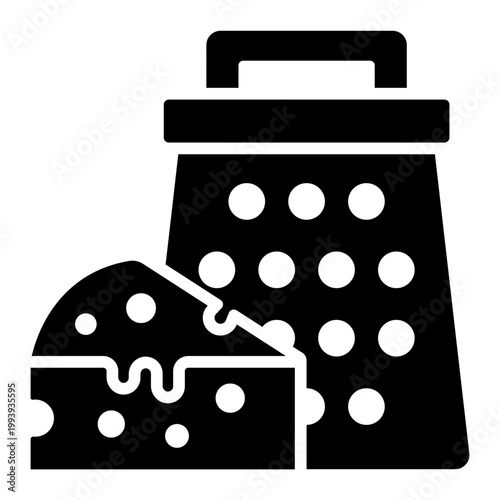 Parmesan grater glyph icon. box grater with grated cheese below. kitchen tool and cooking prep. food and utensil