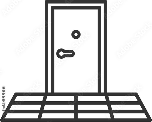 玄関ドアのアイコン（線画）のイラスト