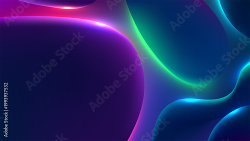 vibrant abstract neon fluid spheres background with glowing pink cyan and lime green colors on deep violet futuristic digital wallpaper for modern creative projects, tech design