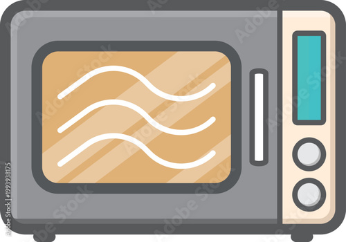 Modern Microwave Oven Kitchen Appliance Flat Design Illustration