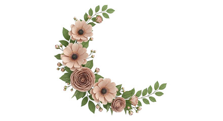 Crescent Moon Floral Arrangement with Peach and Rose Flowers