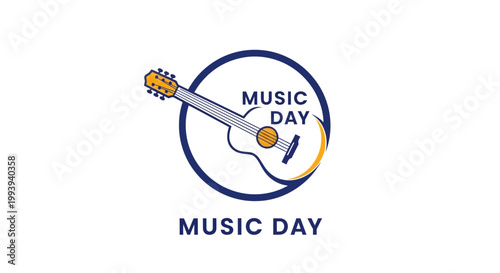 Acoustic Guitar Inside Circle Logo - Music Day Celebration
