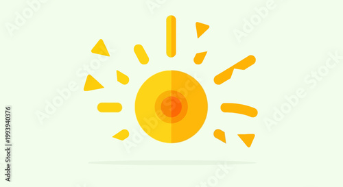 Bright Sunny Day Icon with Rays and Geometric Shapes