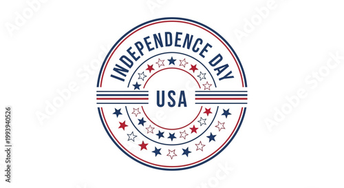 Independence Day USA Emblem with Stars and Stripes