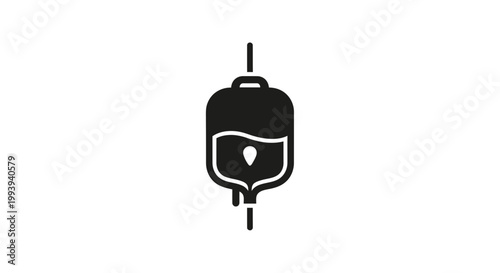 Medical IV drip bag icon, healthcare and treatment symbol, simple flat design.