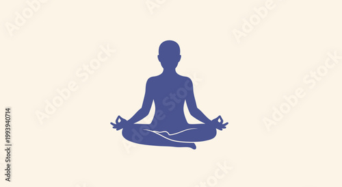 Silhouette of a person meditating in lotus pose, yoga, mindfulness, calm, wellness