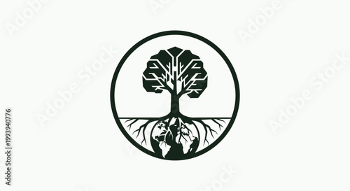 Tree of Life with Earth roots graphic logo