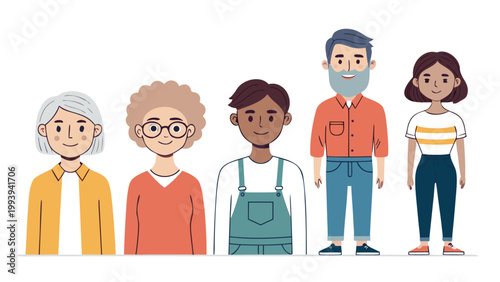 Diverse group of adult cartoon people.