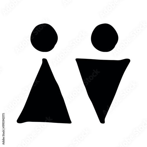 Hand drawn female and male gender identity sign Girls and boys Man and woman pictogram Lady and gentleman for restroom, toilet, washroom, lavatory, closet, WC, bathroom, door sticker