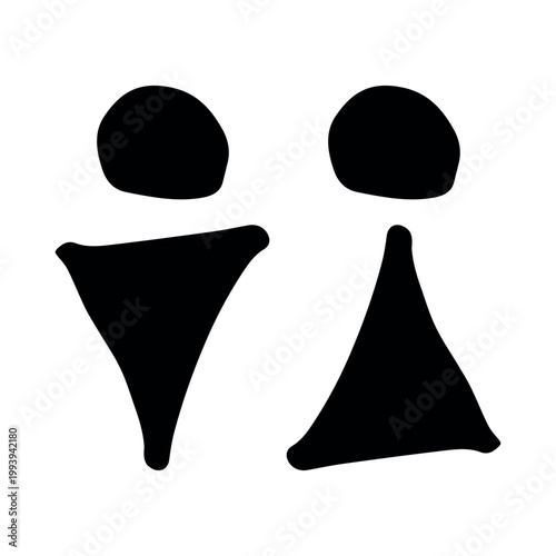 Hand drawn female and male gender identity sign Girls and boys Man and woman pictogram Lady and gentleman for restroom, toilet, washroom, lavatory, closet, WC, bathroom, door sticker