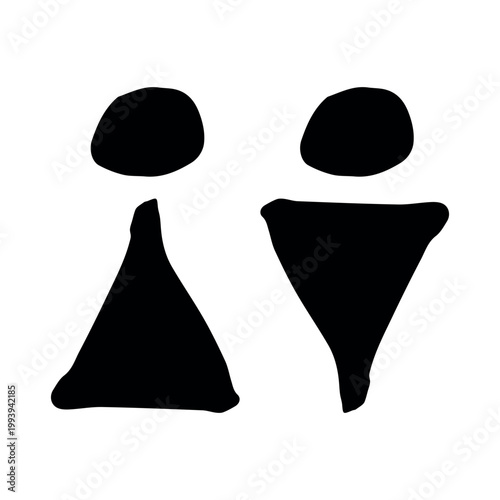 Hand drawn female and male gender identity sign Girls and boys Man and woman pictogram Lady and gentleman for restroom, toilet, washroom, lavatory, closet, WC, bathroom, door sticker