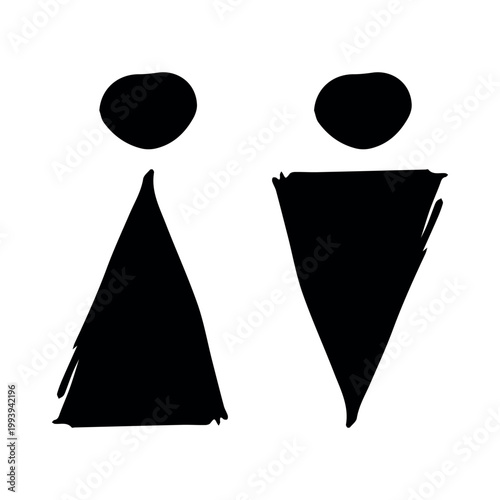 Hand drawn female and male gender identity sign Girls and boys Man and woman pictogram Lady and gentleman for restroom, toilet, washroom, lavatory, closet, WC, bathroom, door sticker