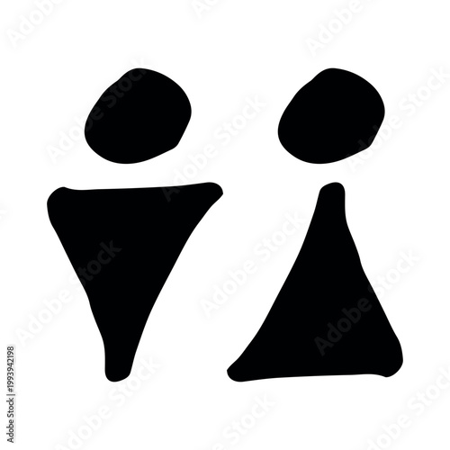 Hand drawn female and male gender identity sign Girls and boys Man and woman pictogram Lady and gentleman for restroom, toilet, washroom, lavatory, closet, WC, bathroom, door sticker