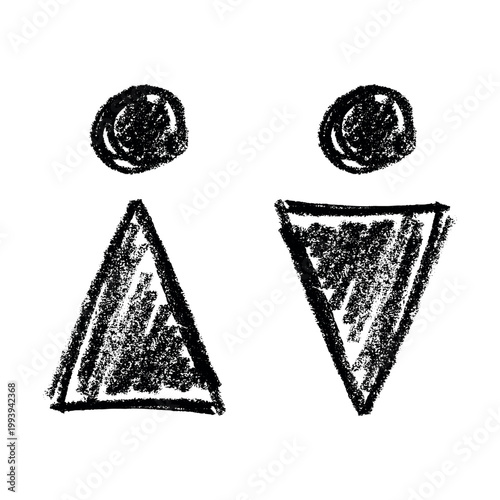 Hand drawn female and male gender identity sign Girls and boys Man and woman pictogram Lady and gentleman for restroom, toilet, washroom, lavatory, closet, WC, bathroom, door sticker