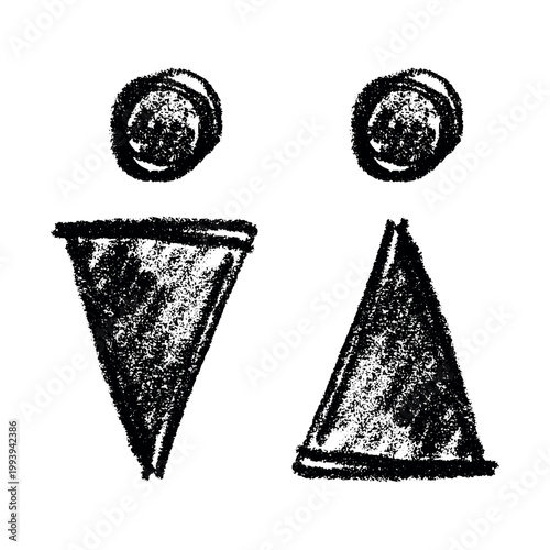 Hand drawn female and male gender identity sign Girls and boys Man and woman pictogram Lady and gentleman for restroom, toilet, washroom, lavatory, closet, WC, bathroom, door sticker