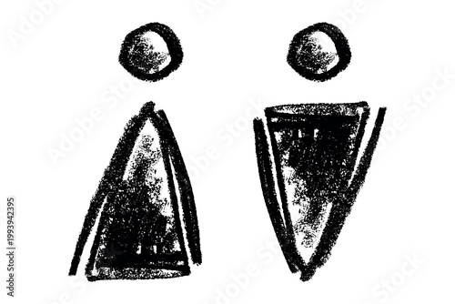 Hand drawn female and male gender identity sign Girls and boys Man and woman pictogram Lady and gentleman for restroom, toilet, washroom, lavatory, closet, WC, bathroom, door sticker