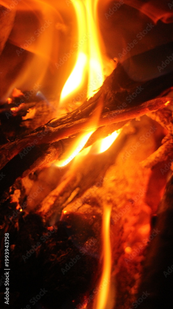 Fototapeta premium a dark fireplace with glowing embers. 