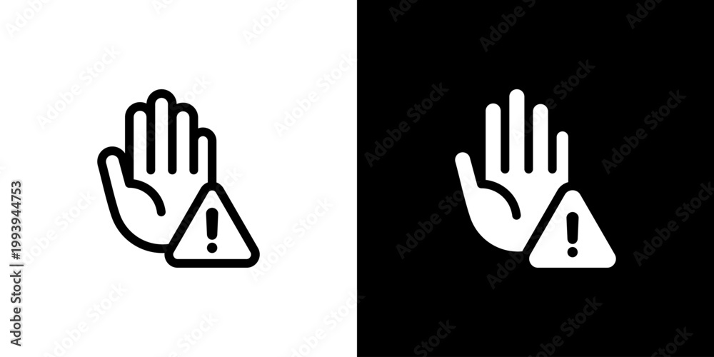 Fototapeta premium Hand Prevention icon concept with flat Black White Background. Vector illustration.