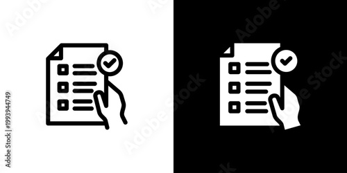 Quality Control icon concept with flat Black White Background. Vector illustration.