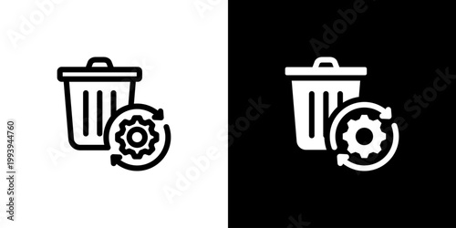 Waste Management icon concept with flat Black White Background. Vector illustration.