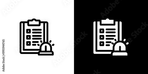 Incident Reporting icon concept with flat Black White Background. Vector illustration.