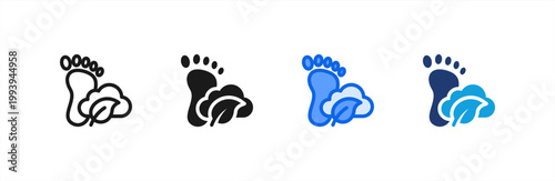 Carbon Footprint icon multiple style collection. Vector illustration.