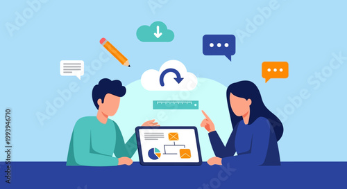 A diverse group of business people utilize laptop technology and tablet PCs to analyze data graphs and network connections within a modern office communication concept