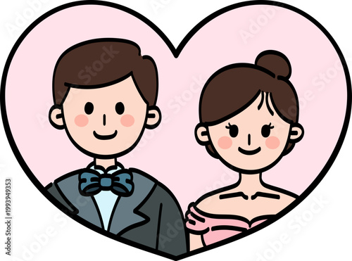 결혼 셀프 청첩장 하트 프레임 신혼 부부 신랑 신부