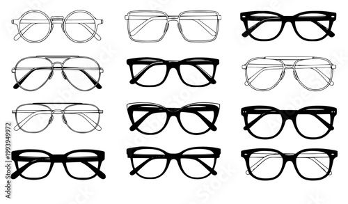 Glasses frames vector set eyewear collection isolated illustration