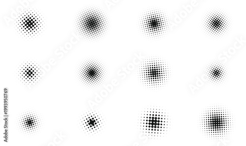 Halftone Dot Circles Set Vector Illustration for Retro Comic Design and Poster Texture Background