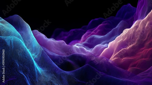 Abstract waves forming a meditative state, subtle, space top left.