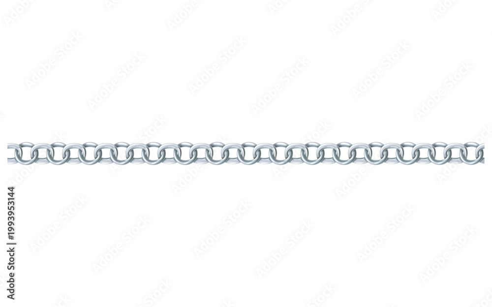 Fototapeta premium Realistic Metal Silver Chain Vector Illustration.
