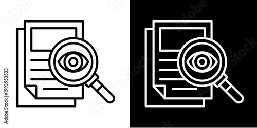 Document Search Icon Set White Style Collection