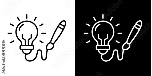 Idea Planning Icon Set White Style Collection