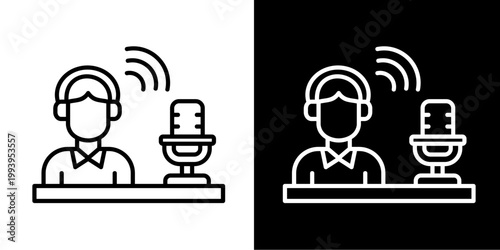 Customer Support Headset Icon Set White Style Collection