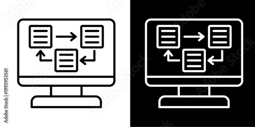 System Process Icon Set White Style Collection