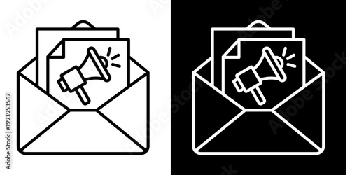 Email Campaign Icon Set White Style Collection
