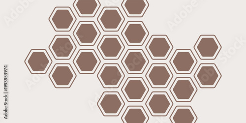 Honeycomb hexagons modern background. Saddle brown color on matching color design.