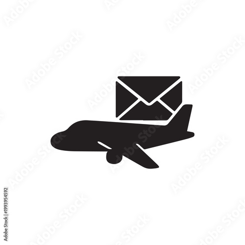 Mail airplane icon silhouette vector design art illustration.