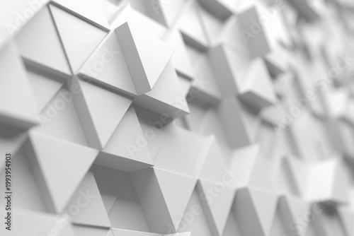 White triangular block pattern with shallow depth of field for abstract background and surface texture design applications .3d render