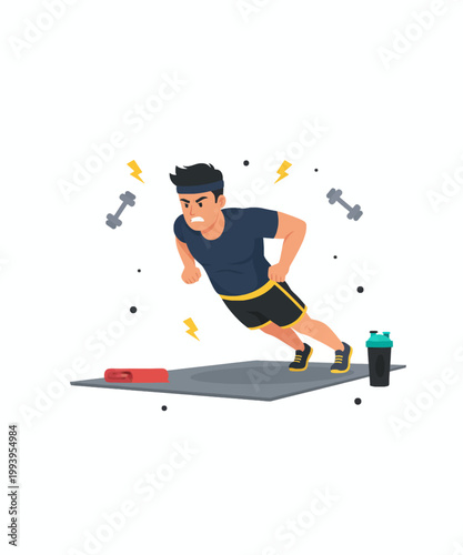 man stretching before workout flat design vector illustration