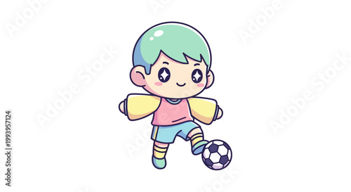 Boy Playing Soccer With Ball.