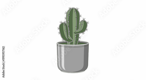 Cactus Plant in Metal Pot.