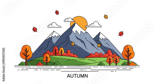 Colorful autumn leaves falling down.