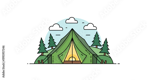 Colorful illustration of a tent.