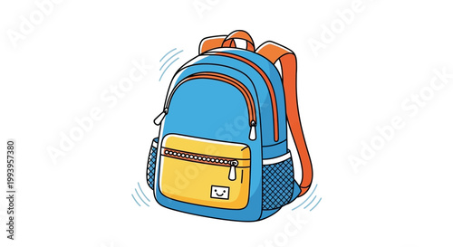 Colorful school backpack with pockets.