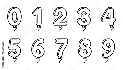 Slika na platnu Number balloon icon set with string in outline style